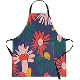Britimes Floral Flower Spring Leaf Apron Home Kitchen Cooking Baking Gardening for Women Men with Pockets 32x28 inch