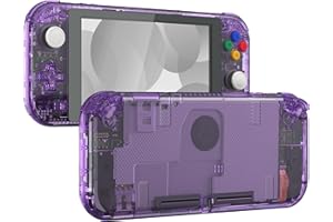 eXtremeRate Crystal Clear Atomic Purple DIY Replacement Shell for Nintendo Switch Lite, NSL Handheld Controller Housing w/Scr