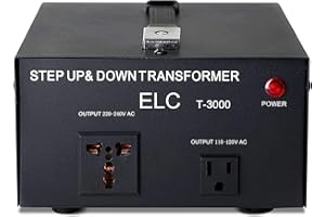 ELC T Series 3000 Watt Voltage Converter Transformer - Step Up/Down - 110v to 220v / 220v to 110v Power Converter - Circuit Breaker Protection, CE Certified [3-Years Warranty]