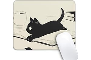 XSXXSC Cute Black Cat Mouse Pad,Kawaii Anime Cat Mouse Pads for Wireless Mouse Desk Accessories,10"X8" Travel Mousepad with Non-Slip Rubber Base, Stitched Edge Mouse Pads for Desk,Computers,Laptop,Office