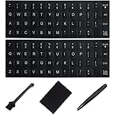 English Keyboard Stickers [5 in 1], Replacement Keyboard Letters Sticker | with White Font on Black Background, Universal for Laptop Desktop Computer,Matte Alphabet Sticker,Cleaning Tools Included