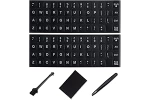 English Keyboard Stickers,[5 in 1] Replacement English Keyboard Letters Sticker with White Font on Black Background Universal