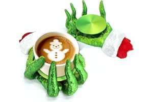 ONIBOGO Christmas Funny Coaster, 3D Printed Green Hand Cup Holder, 'Put it Down Will Be Caught' Bar Coasters, Desk Coaster for Office Home Decor, Fun Coasters for Adults Kids