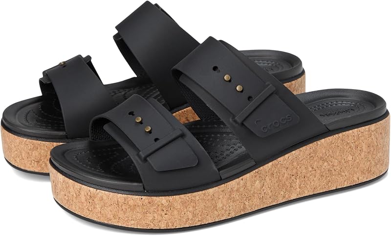 Brooklyn Cork Buckle Sandalo, Nero, Donna, EU 37-38