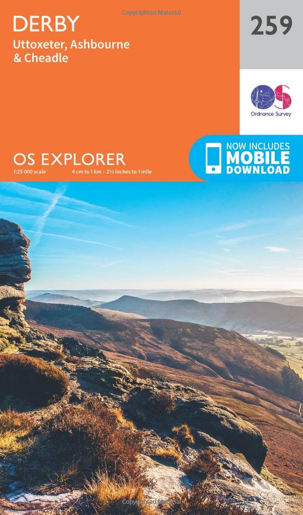 Derby Map | Uttoxeter, Ashbourne and Cheadle | Ordnance Survey | OS Explorer Map 259 | England | Walks | Hiking | Maps | Adventure