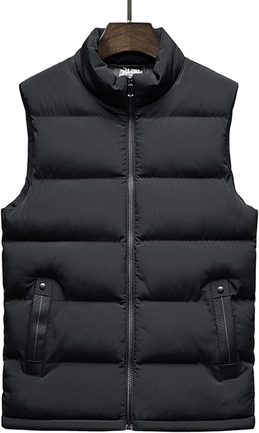 Men's Travel Vest Lightweight Packable Jacket Full Zip Stand Collar