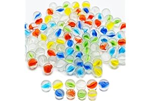 VEALIZUU 180 PCS Marbles Bulk, Cat Eye Marbles with 6 Colors for Vase Fillers DIY and Home Decoration Gift Chinese Checkers Game Retro Game(0.63 Inch x 90PCS, 0.55 Inch x 90PCS)