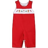 Lil cactus Boys Baby and Toddler Smocked Christmas Overalls