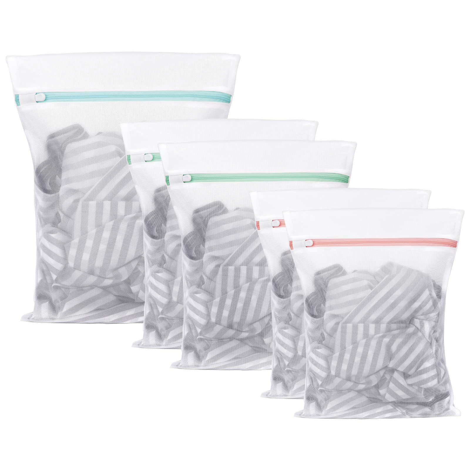 Flintronic Mesh Laundry Bags, 5pcs Laundry Bag with Zips, Bra Wash Bags Mesh Laundry Bags for Washing Machine, Reuse Washing Machine Bag for Blouse, Hosiery, Underwear, Bra, Lingerie, Baby Clothes — image 1