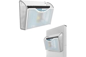 Vdamu 1-Tier Magnetic File Holder - No Drilling Installation File Organizer, Large Capacity Magnetic File Holder for Refrigerator, File Cabinets, Whiteboard, Office, Kitchen, White