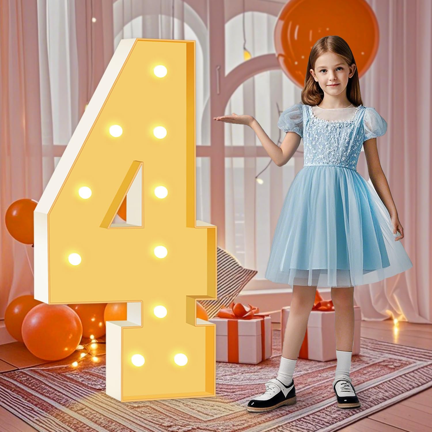 Photo 1 of HITINO Marquee Numbers, 4 Feet Tall Light Up Numbers 4, Large Birthday Decorations Party Decor Anniversary Event Graduation Decoration for Boys Girls Teens Men Women