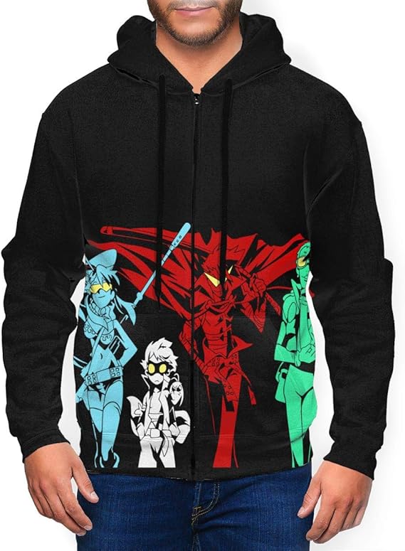 Tengen Toppa Gurren Lagann Mens Womens Hoodies with Hat Full Zip Hooded