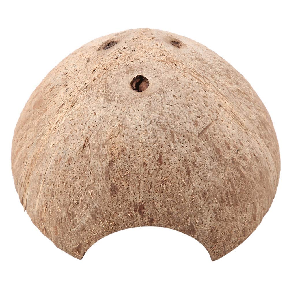 Reptile Hide Cave, Turtle Lizard Aquarium Hide House Decor Natural Coconut Shell Small Animal Cave House for Snake Spider Bearded Dragon Gecko