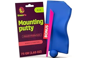 GreenFix Mounting Putty 2.65oz - Blue Adhesive Putty - Removable Poster Sticky Tack Non Marking - Sticky Putty for Collectibles Figurines Hanging & Crafting