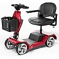 Serianie Foldable Mobility Scooters for Seniors, 4 Wheel Lightweight Mobility Scooters for Adults, Powered Electric Wheelchair, Mobility Scooter with Seat, Folding Travel Motorized Scooter (Red)