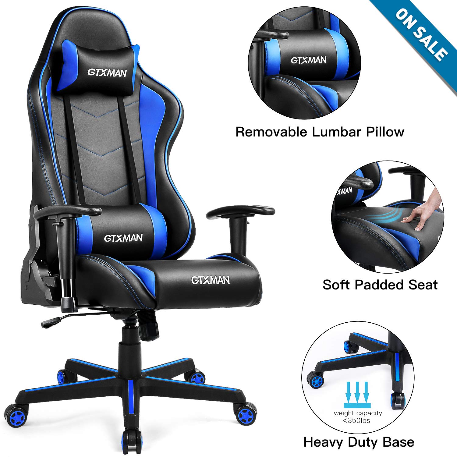 Best Blue Bucket Seat High Back Gaming Chairs