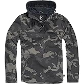 Brandit Individual Wear Men's Fleece-Lined Quarter Zip Windbreaker Pullover - Lightweight Weatherproof Casual Outdoor Jacket, Dark Camo, X-Large