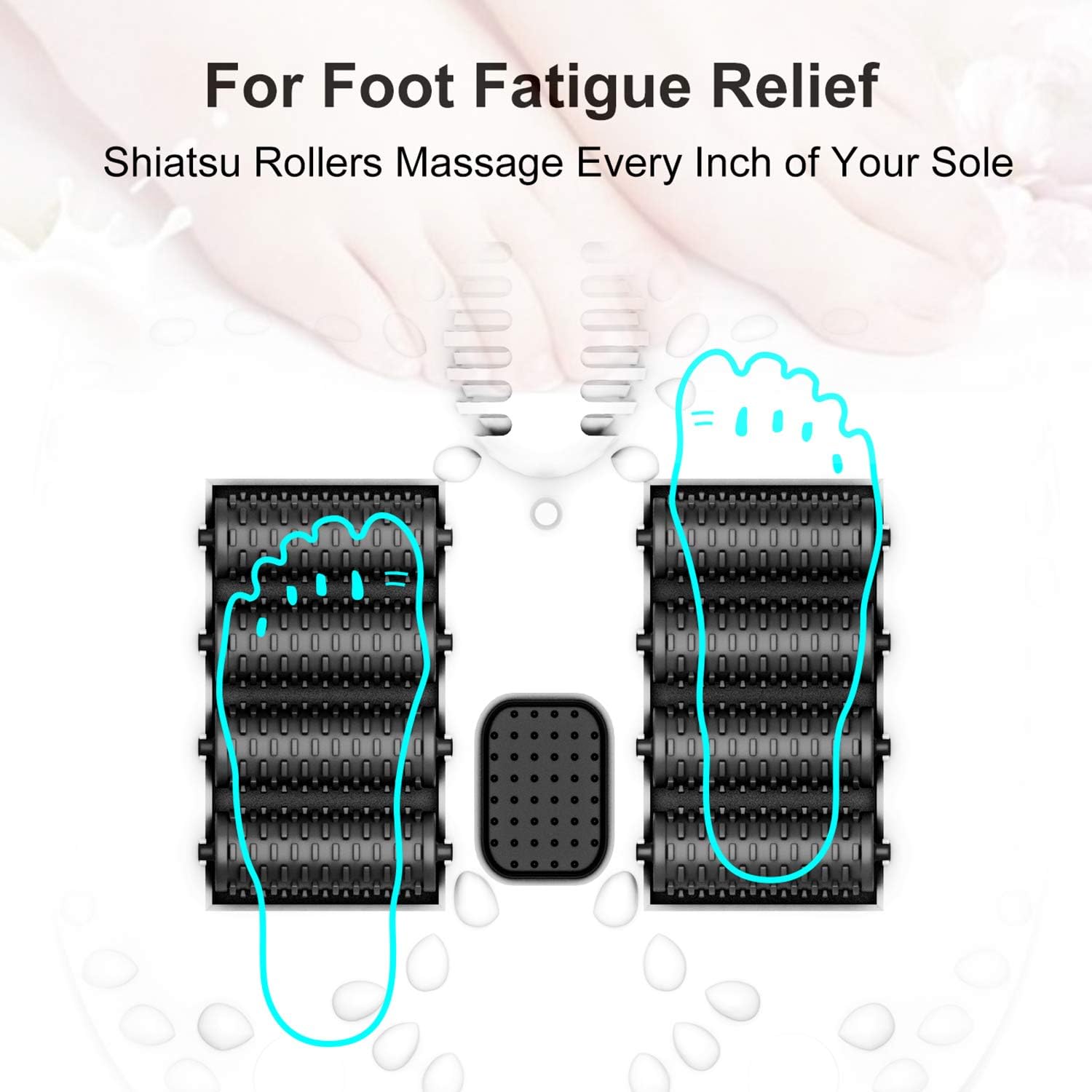 Foot Spa Bath Massager with Heat, Bubble Jets and 8 Removable Long Massage Rollers with Acupressure Massage Nodes, Material Box, Digital Adjustable Temperature Control, Portable Handle: Health & Personal Care
