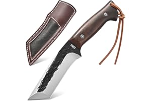 Gtkii GTK43 Fixed Blade Knife High Carbon Steel Hand Forged Blade Full Tang Rosewood Handle Fix Knifes for Camping Hunting Collection with Leather Sheath