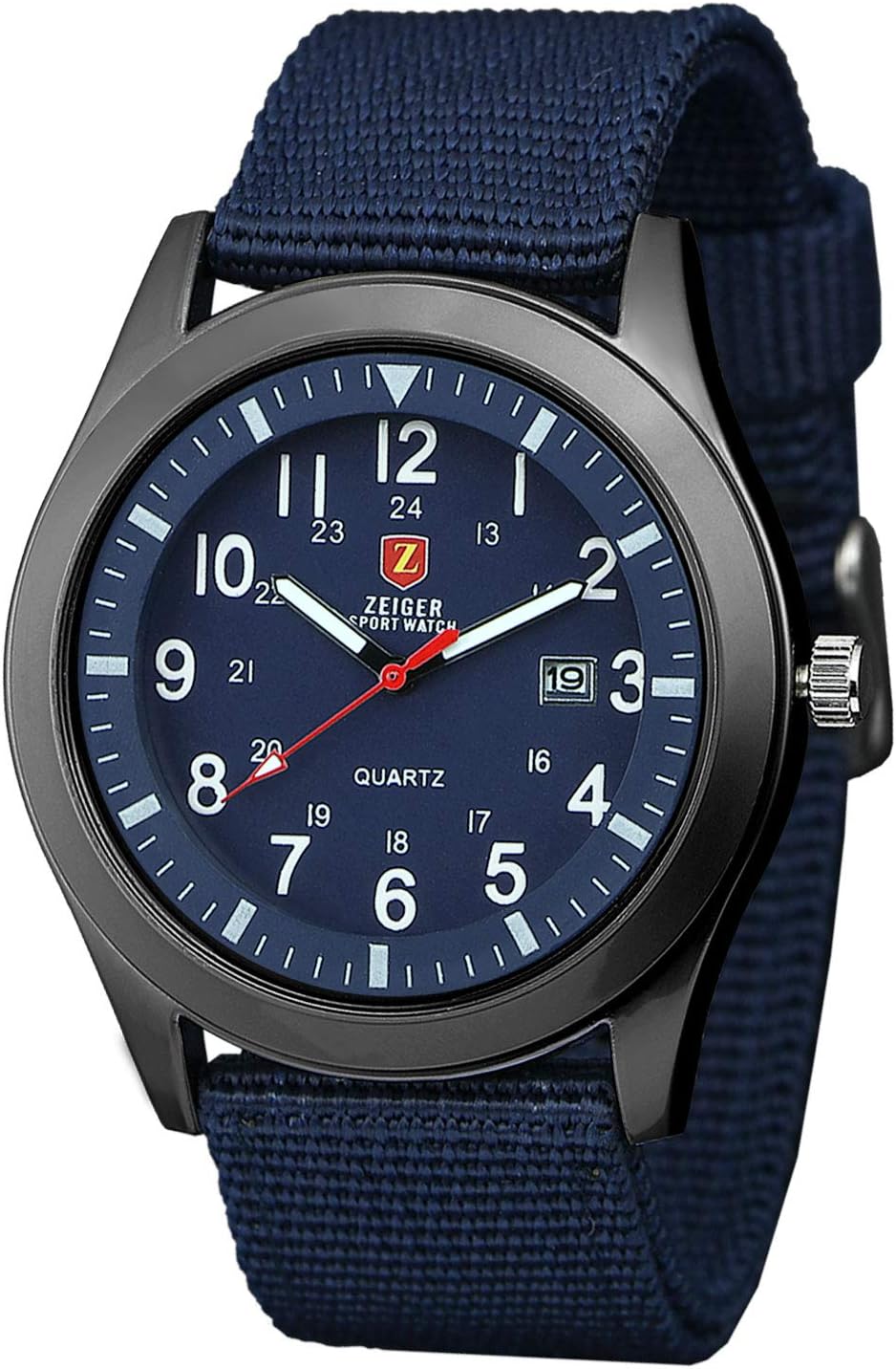 Zeiger Mens Multi Time Zone Alarm Military Digital Brown Leather Band Watches