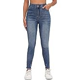 HugeNice Women's Mid-Rise Stretch Skinny Jeans Casual Slim Fit Elastic Waist Denim Pants