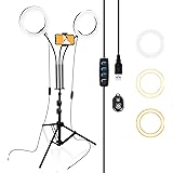 Selfie Ring Light with Tripod Stand for Desk, Dimmable LED Circle Lighting for Video Conferencing, Recording, Photo, Makeup, 
