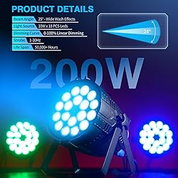 200W Stage Par Lights, RGBL 4-in-1 LED Par Can