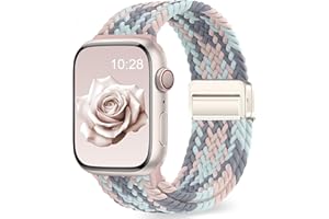 EVIE BAND Braided Stretchy Loop with Magnetic Clasp Compatible with Apple Watch Band for Women Men 38mm 40mm 41mm 42mm 44mm 45mm 49mm, Sport Nylon Strap for iWatch Series 10 9 8 7 6 5 4 3 2 Ultra SE