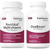 FertilAid for Women & Ovaboost Combo, Female Fertility Supplement & Natural Fertility Vitamin with Myo-Inositol, Vitex & Vitamins to Support Ovulation, Cycle Regularity & Egg Quality, 1 Month Supply