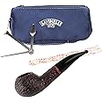 Savinelli One Kit - Handmade Italian Briar Wood Pipe, Blue Zipper Pouch, Cleaners, Czech Pipe Tool, 6mm, Author Shaping, Rusticated Finish, 321