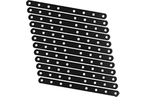 ASELECTED 12 PCS 10 Inch Mending Plate Black Straight Braces for Wood Heavy Duty Corner Braces Straight Metal Brackets with Holes Flat Metal Bar Connector Mending Joining Bracket for Repair Fixing Fence Shelves