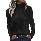 Zeagoo Womens Sweaters Turtleneck Cable Knit Long Sleeve Pullover Cute Fitted Trendy Basic Fall Winter Tops