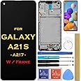 HLTECH Screen Replacement LCD Display Touch Digitizer Assembly with frame for Samsung Galaxy A21S 2020 A217 SM-A217F/DS SM-A217M/DS SM-A217F/DSN 6.5" (Black with Frame)
