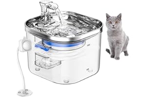WF040 Cat Water Fountain with Intelligent Induction Silent Pump 2L 67oz Semi Stainless Steel Pet Drinking Automatic Dispenser