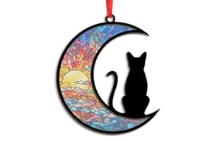 AXIARA Cat Lover Gifts for Women - Christmas Ornaments, Cat Birthday Gifts for Women, Black Cat Decor, Cat Sympathy Gift, Memorial Gifts for Cat Lovers - Christmas Tree Decoration Suncatcher Ornaments