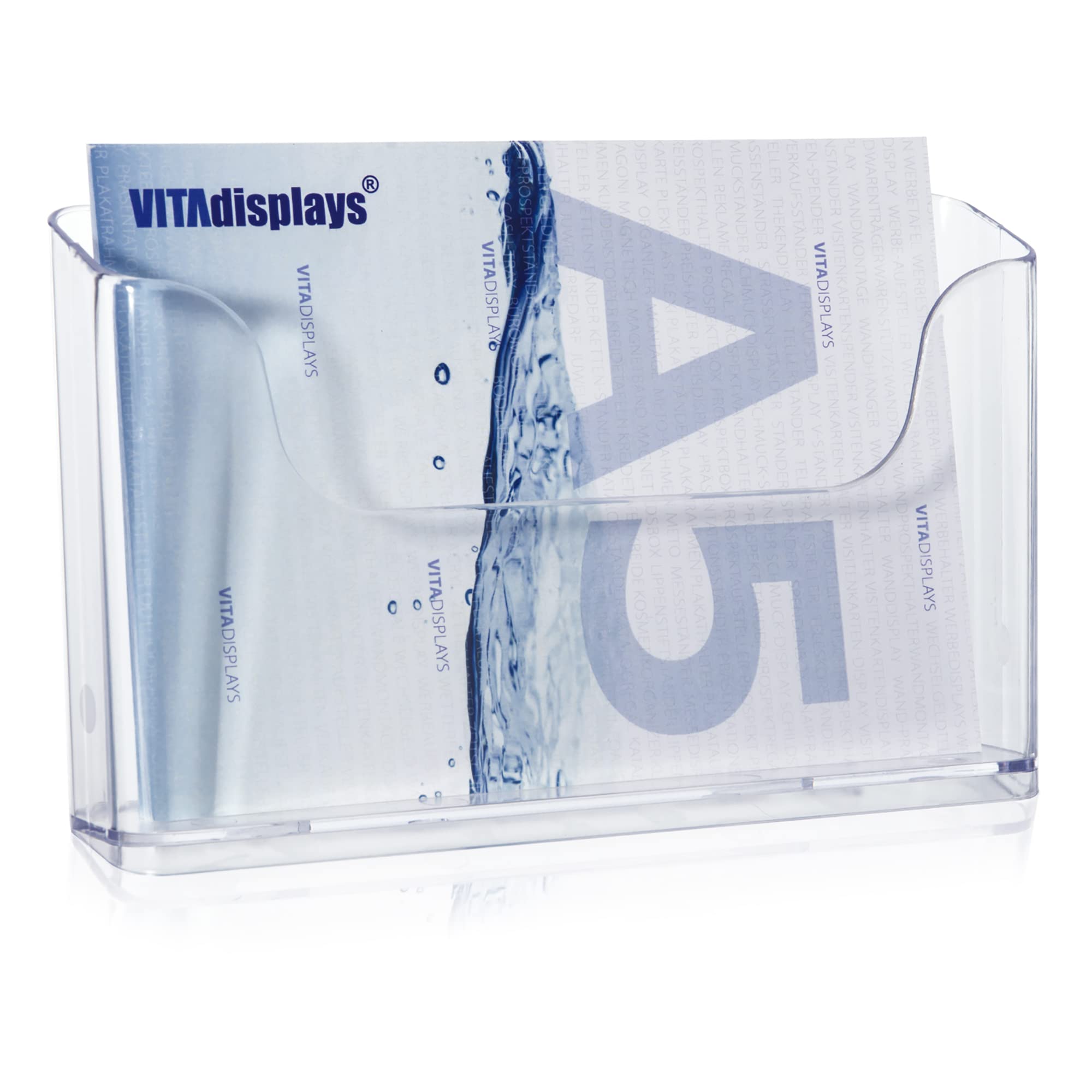 VITAdisplays DIN A5 Table Brochure Stand as Flyer Stand in Landscape Format, Transparent Flyer Holder and Stable Table Brochure Holder, Pack of 2