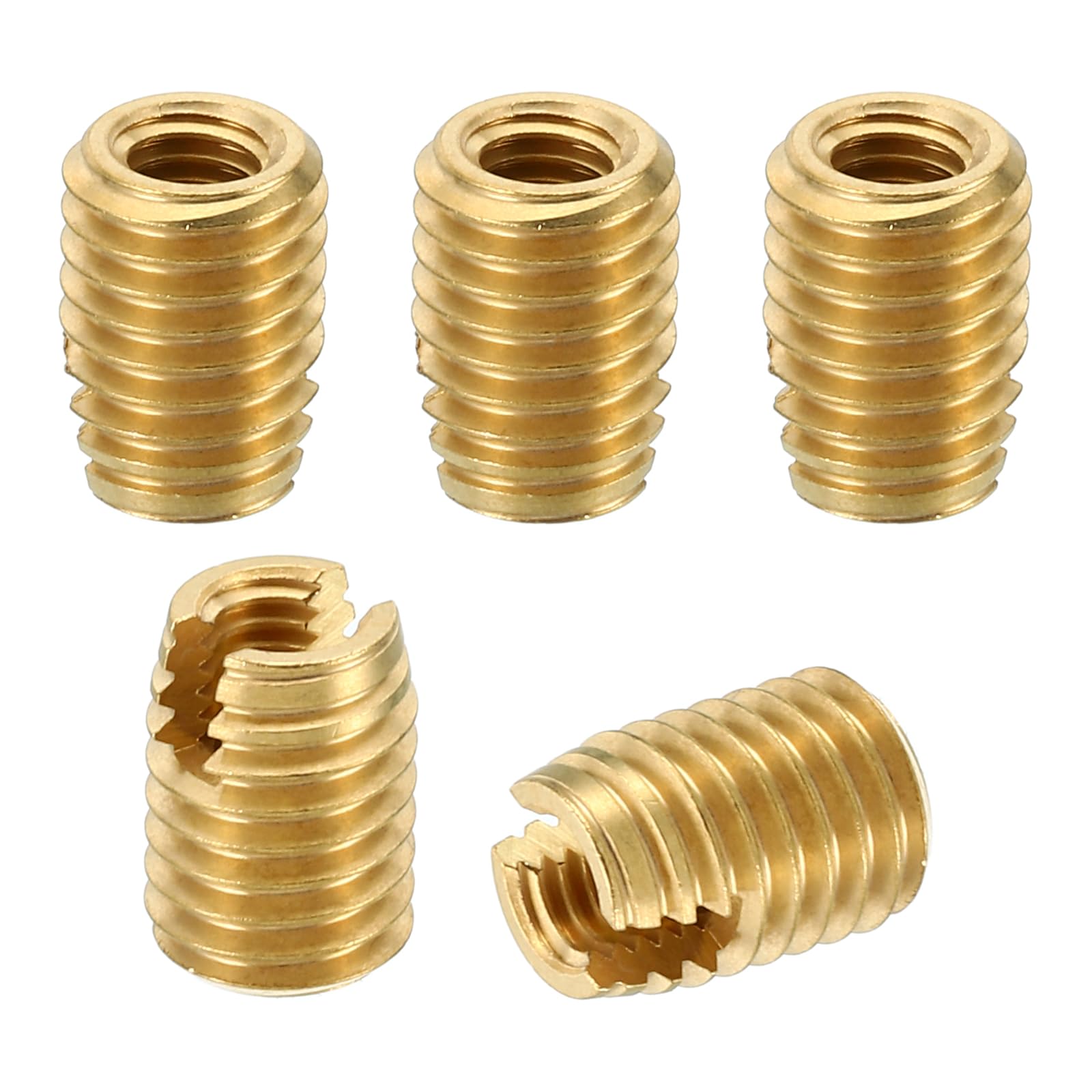 PATIKIL Brass Threaded Repair Insert Nut, 5 Pcs M10x1.5 Male to M6x1 Female Thread Sleeve Inserts Reducing Nut Adapter Reducer Screw Sleeves 14mm