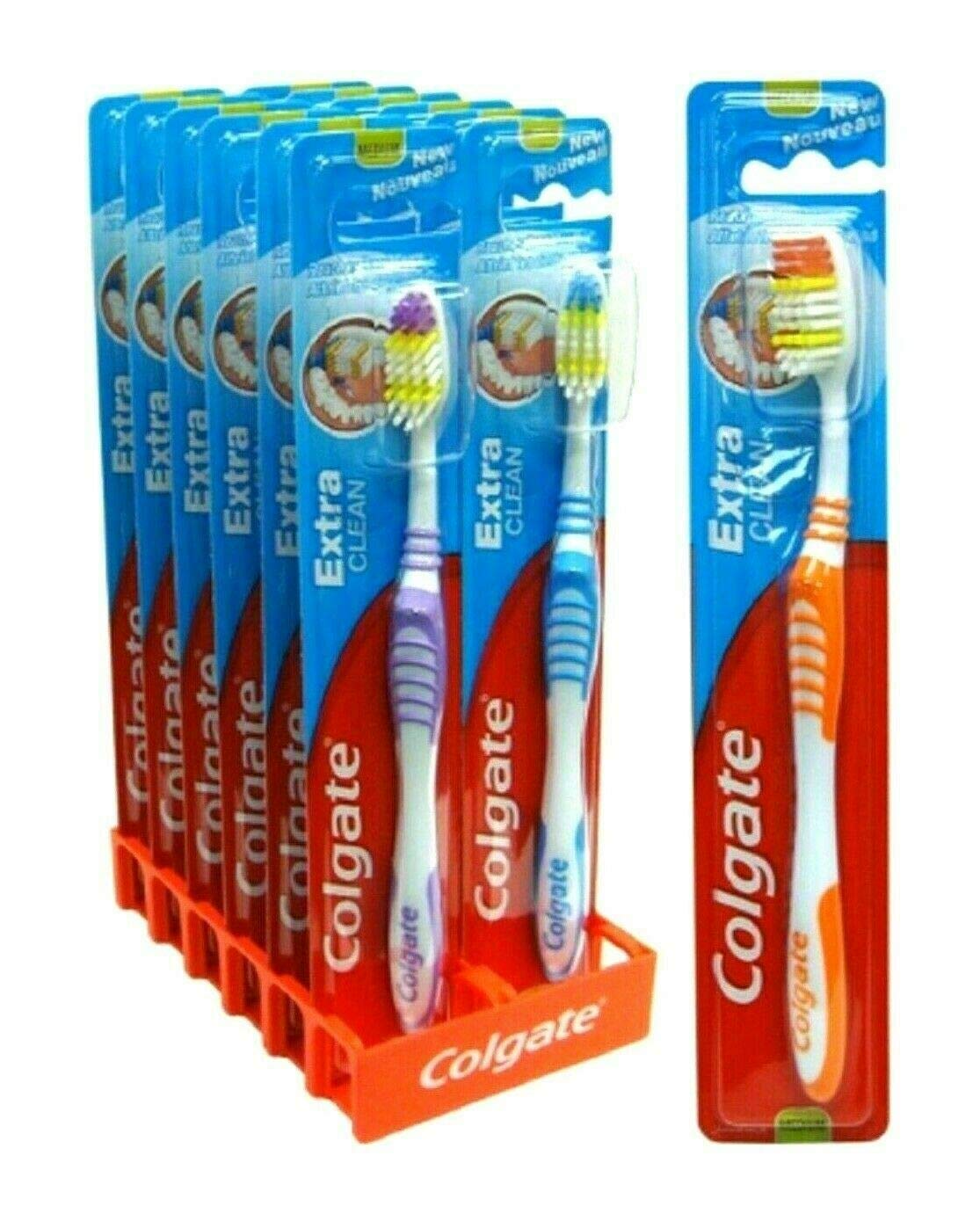 colgate EXTRA CLEAN medium tooth brush x 12 — image 1