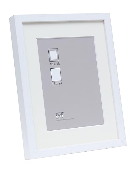 Deknudt Frames S223K1 Bilderrahmen 18x24 Basic, Weisse hohe Holzleiste mit Pptt - Bestellmass=Rahmenmass Holz Fotokader