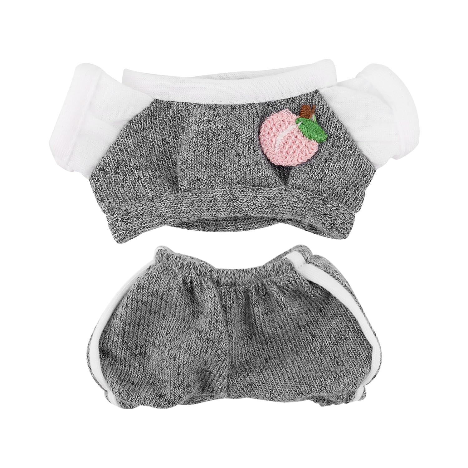 Plush Doll Clothes Set, Kawaii Strawberry 6.7in Doll Crochet Outfits Fashion T-Shirt & Pants Set Costume Accessories Ideal for Plush Toy Displaying Collecting