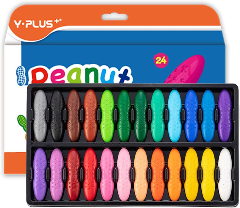 YPLUS Peanut Crayons for Toddlers 24 Color Non Toxic Easy Grip Washable
