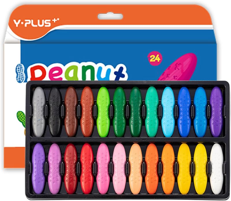 YPLUS Peanut Crayons for Toddlers 24 Color Non Toxic Easy Grip Washable