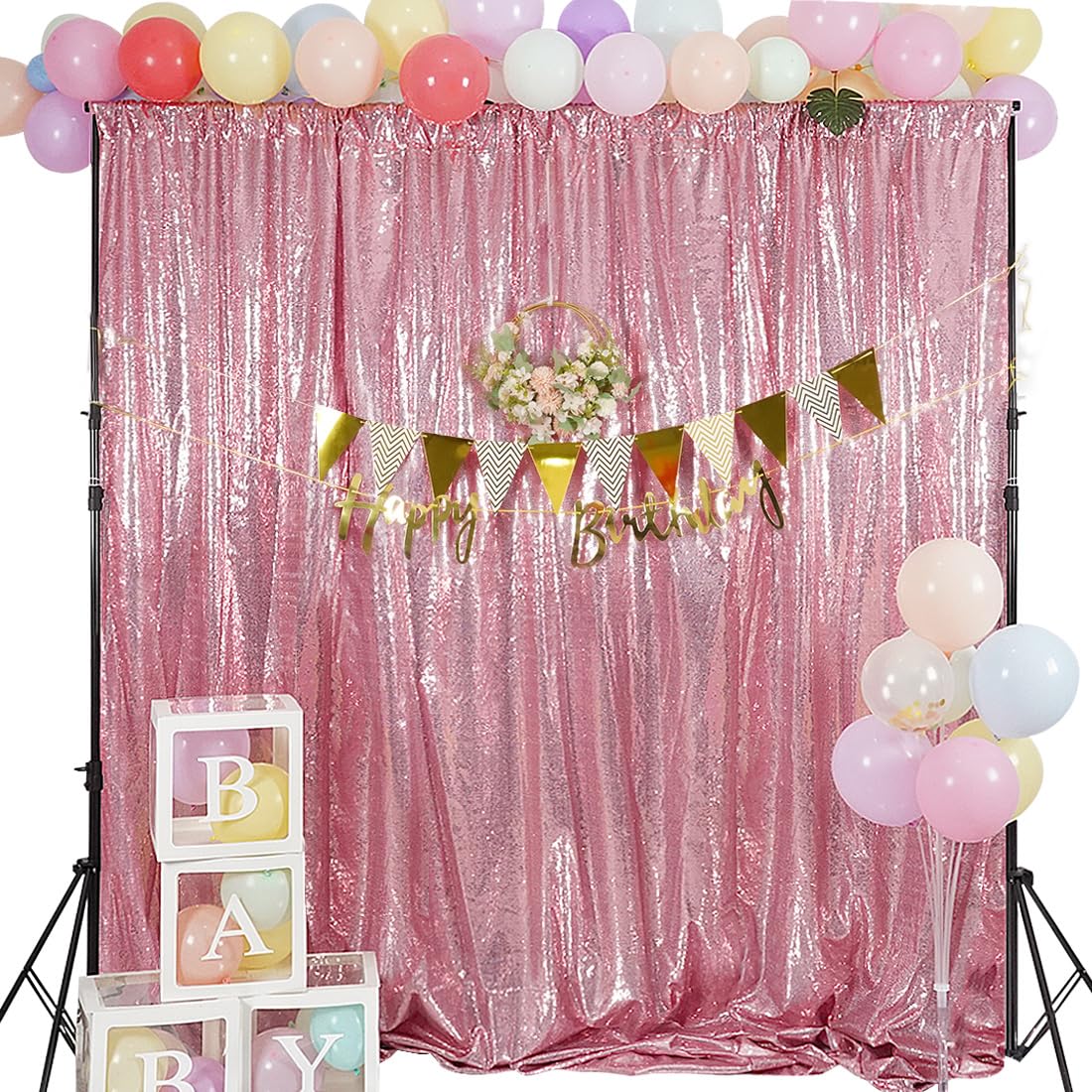Juya Delight Fuchsia Pink Sequin Backdrop Curtains