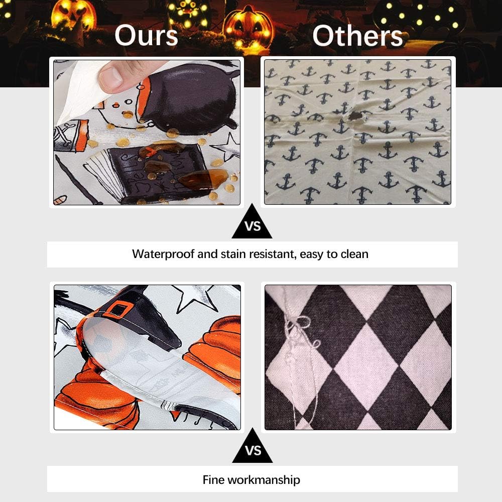 B-COOL Halloween Runner 2 Pack 13x84 Table Runner Polyester Table Runner Gray Orange Dresser Scarves Autumn Ornaments Design Table Runner: Home & Kitchen