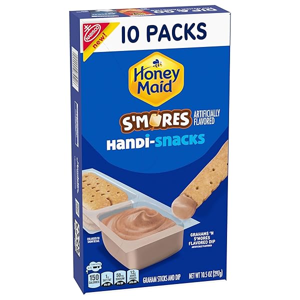 HANDI-SNACKS HONEY MAID GRAHAM CRACKER STICKS ‘N S’MORES-FLAVORED DIP SNACK PACKS, 10 SNACK PACKS