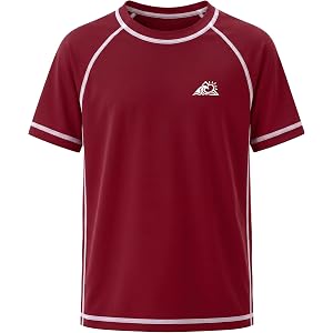 Twekfish Boys Rash Guard Swim Shirt, Short Sleeve Kids Youth Sun Protection Shirts, UPF 50+ Quick Dry Swimwear for Water Surf