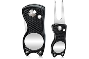 TAIKULA Foldable Golf Divot Repair Tool Golf Divot Tool with Magnetic Button Ball Marker Divot Tool and Ball Marker for Golfers