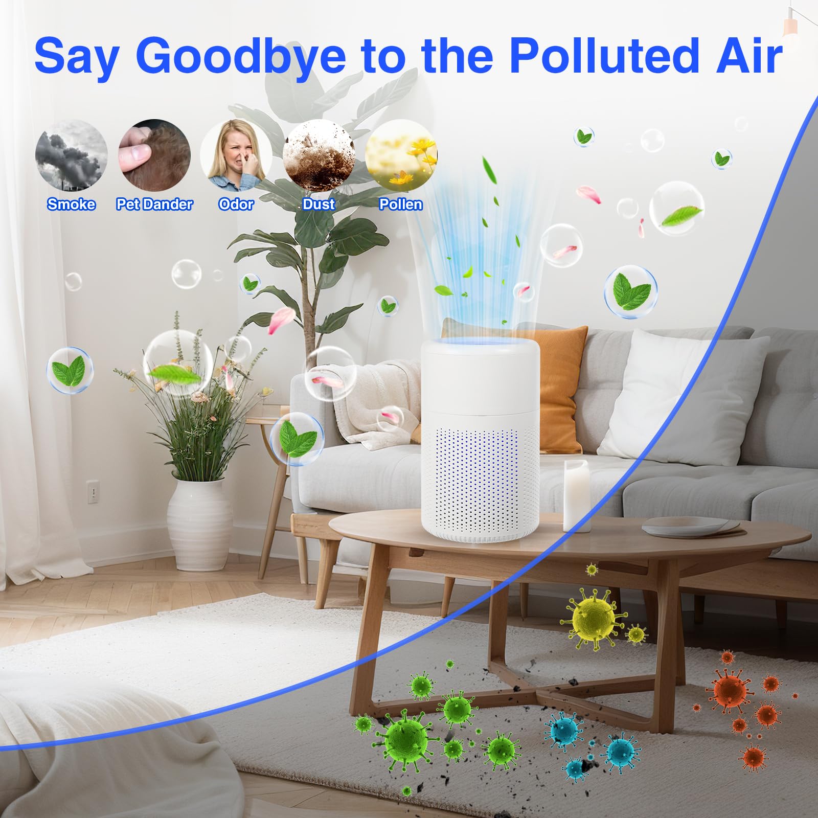 Air Purifiers for Bedroom Home,Air Purifiers for Home Pets - H13 Air Purifier for Hepa 20db Quiet Small Air Cleaner with Aroma Quiet for Pet Dander Pollen Smoke Dust Odor for Bedroom Office