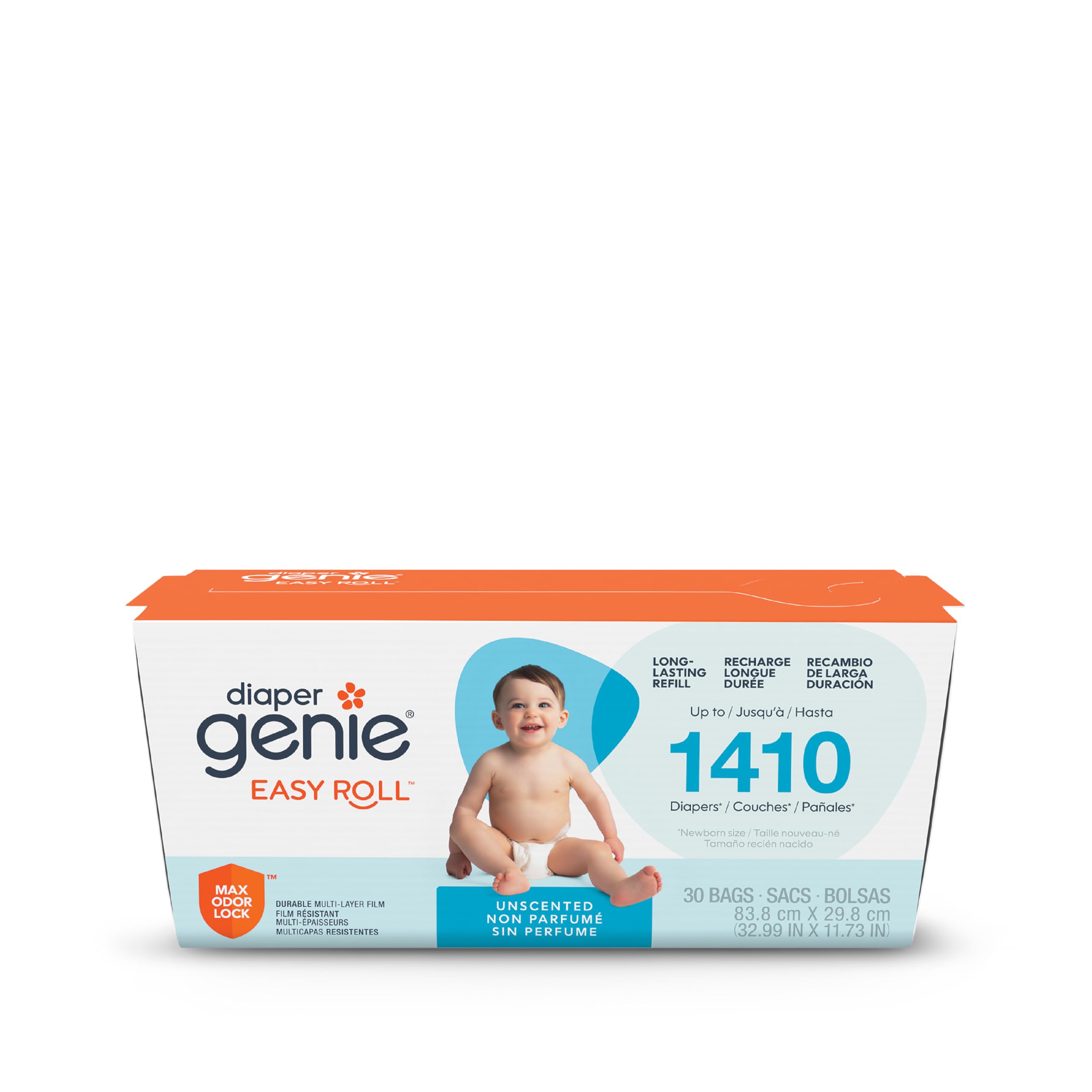 Diaper Genie Easy Roll Refill with 30 Bags, Holds up to 1410 newborn ...