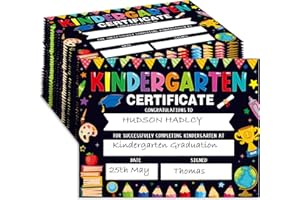 ADDUSTER 30 Piece Kindergarten Certificate - Preschool Color Graduation Certificate Kindergarten Graduation Supplies Children's Student Achievement Award 8.5 x 11 inches (Black)